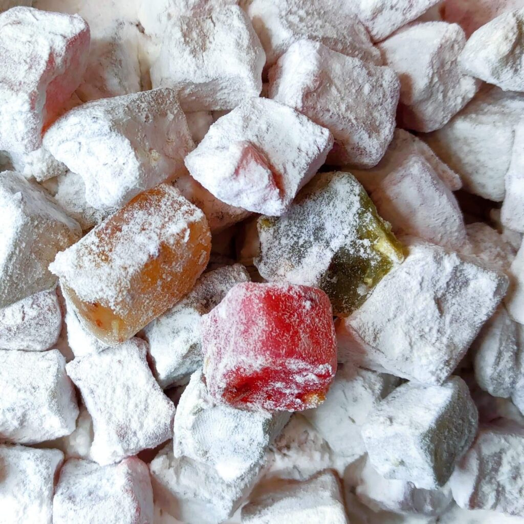 Syros delight bites with almond, mixed flavors of rose, mastic & bergamot