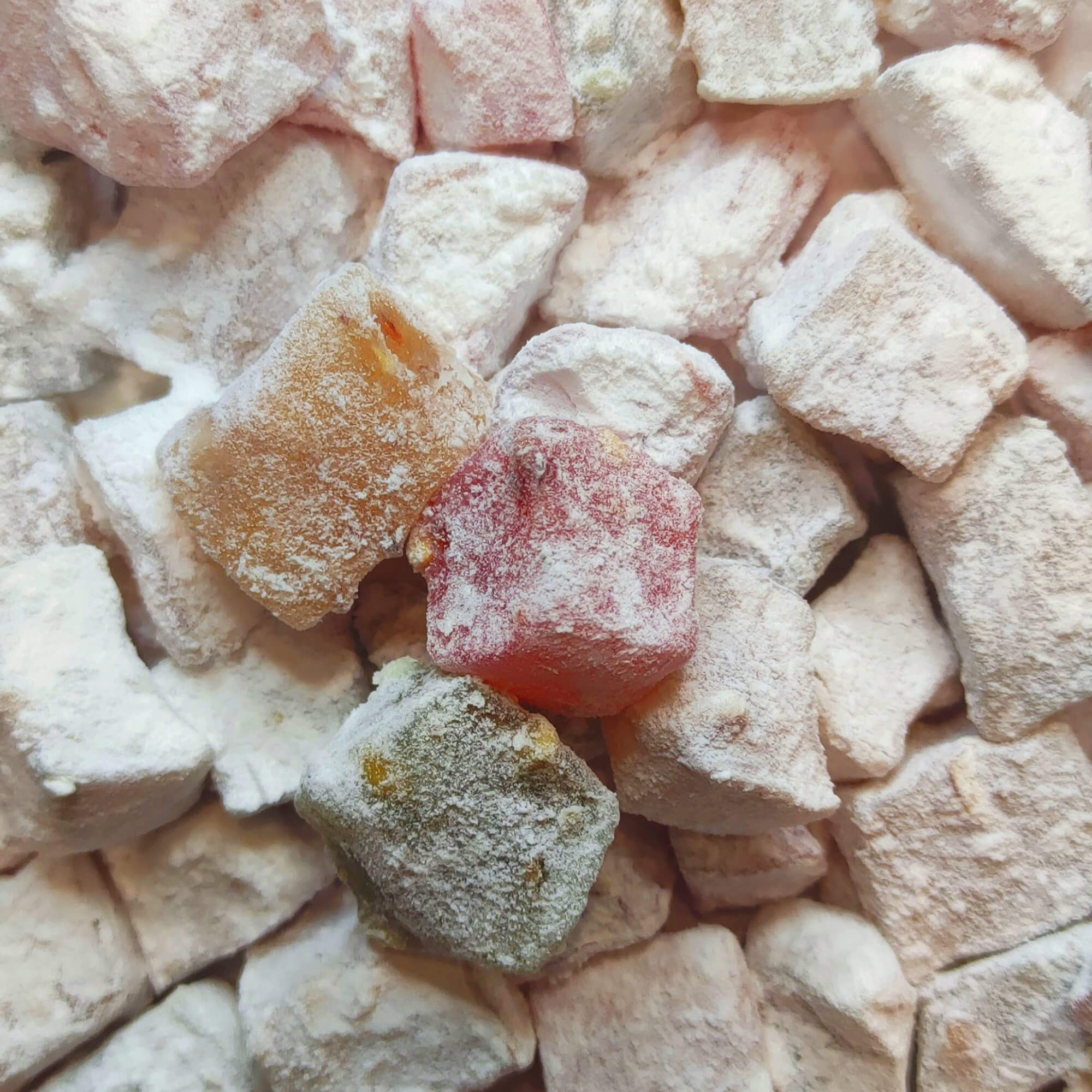 Syros delight bites with almond, mixed flavors of rose, mastic & bergamot Syros delight bites with almond, mixed flavors of rose, mastic & bergamot