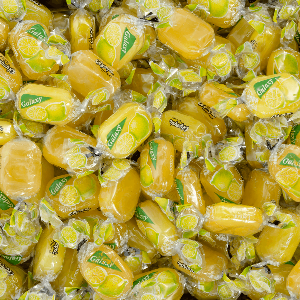 Crystal candy drops with a lemon flavor