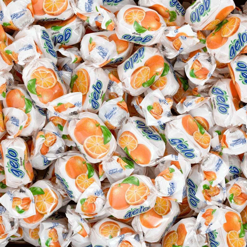 Orange jelly candies.