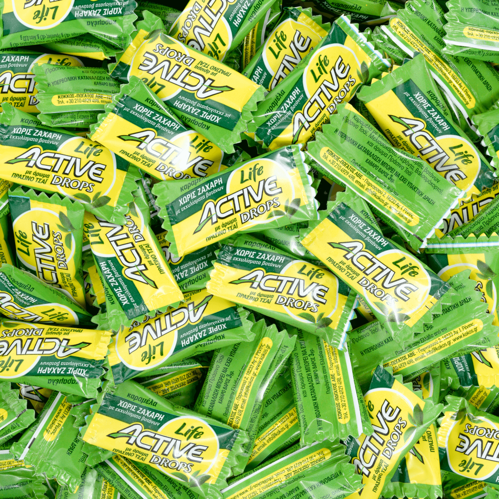 Sugar-free green tea candies.