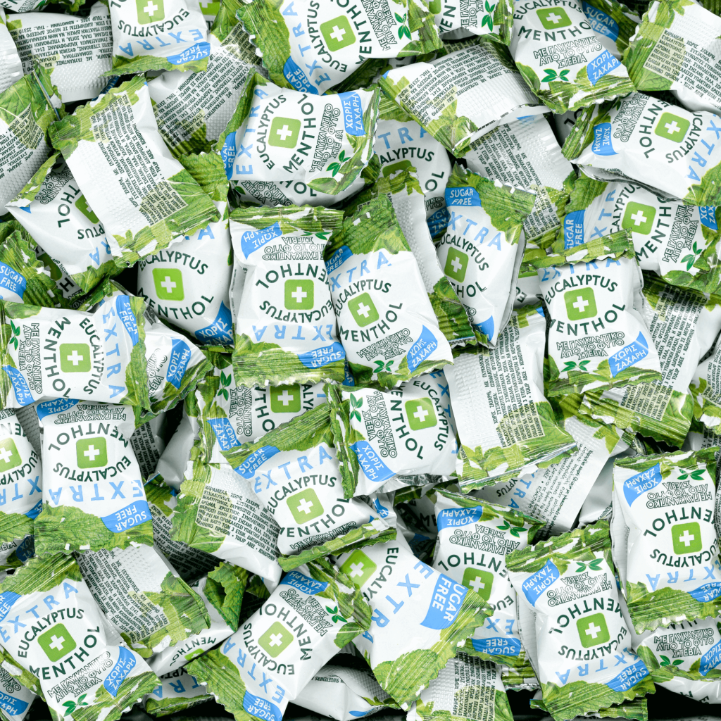 Καραμέλες χωρίς ζάχαρη μέντα και ευκάλυπτος Καραμέλες χωρίς ζάχαρη μέντα και ευκάλυπτος